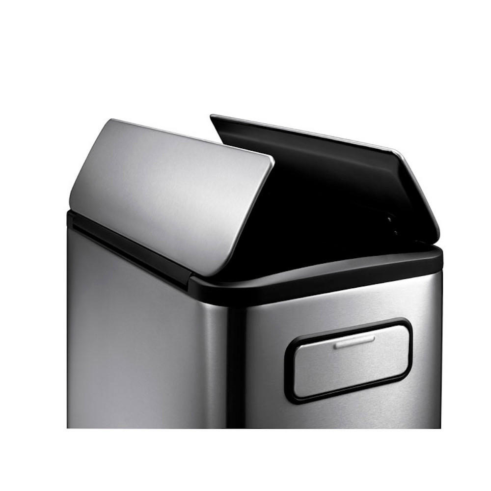 MÜLLEIMER Zur Abfallscheidung Aus Gebürstetem Edelstahl 45 Liter 66 x 27,5 x 53,2 cm Edelstahl - Silberfarben, Metall (27.5/66/53.2cm) - PROREGAL