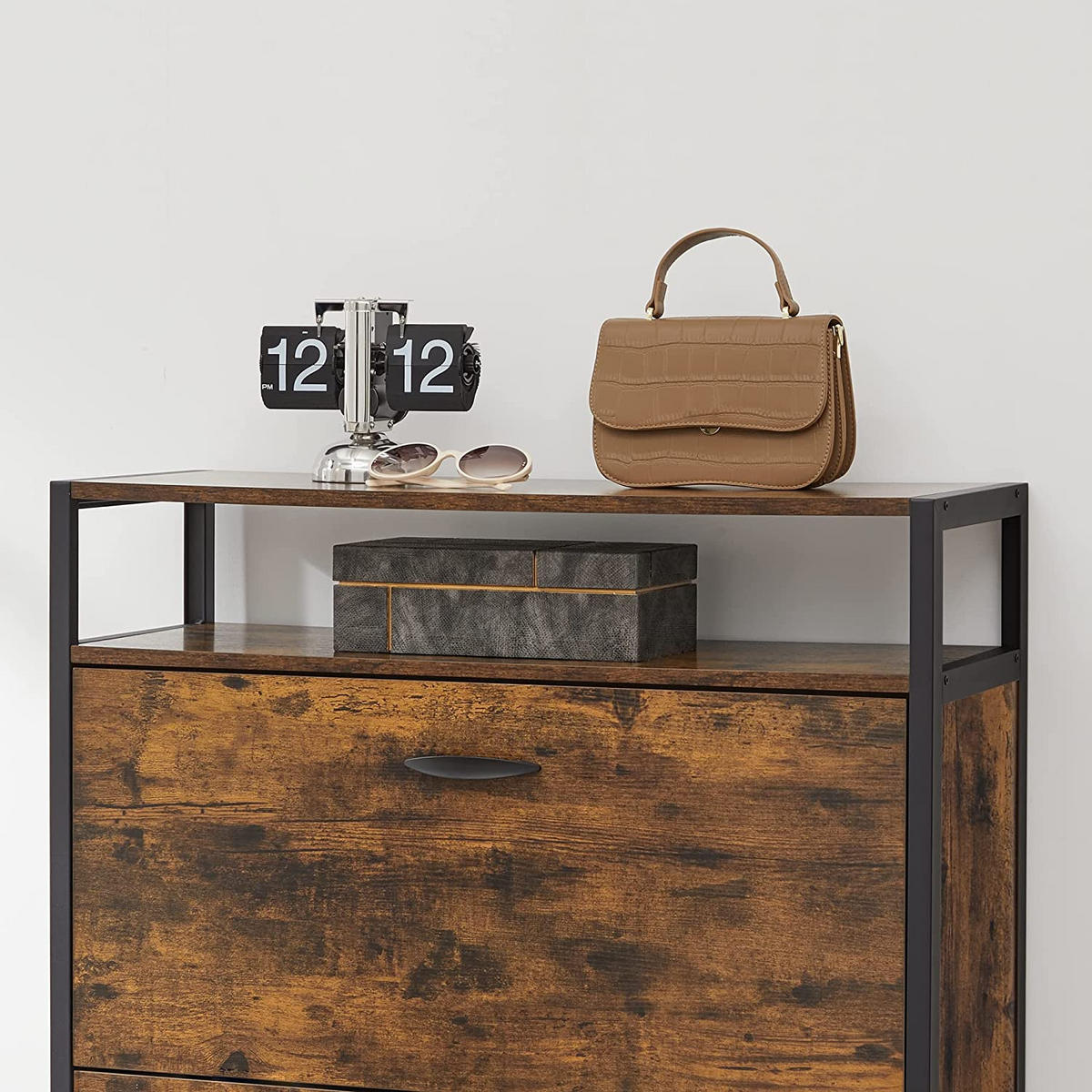 SCHUHSCHRANK SCHUHKOMMODE - Braun, Holzwerkstoff (30/130/80cm) - Hansiro