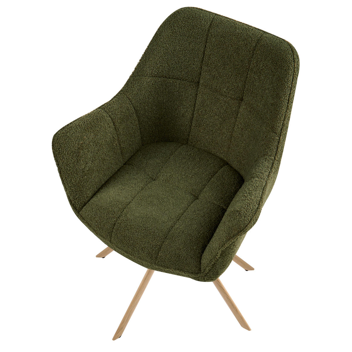 ESSZIMMERSTUHL drehbar Bouclé Grün Hayden - Braun/Grün, Textil (64/85/69cm) - Beliani
