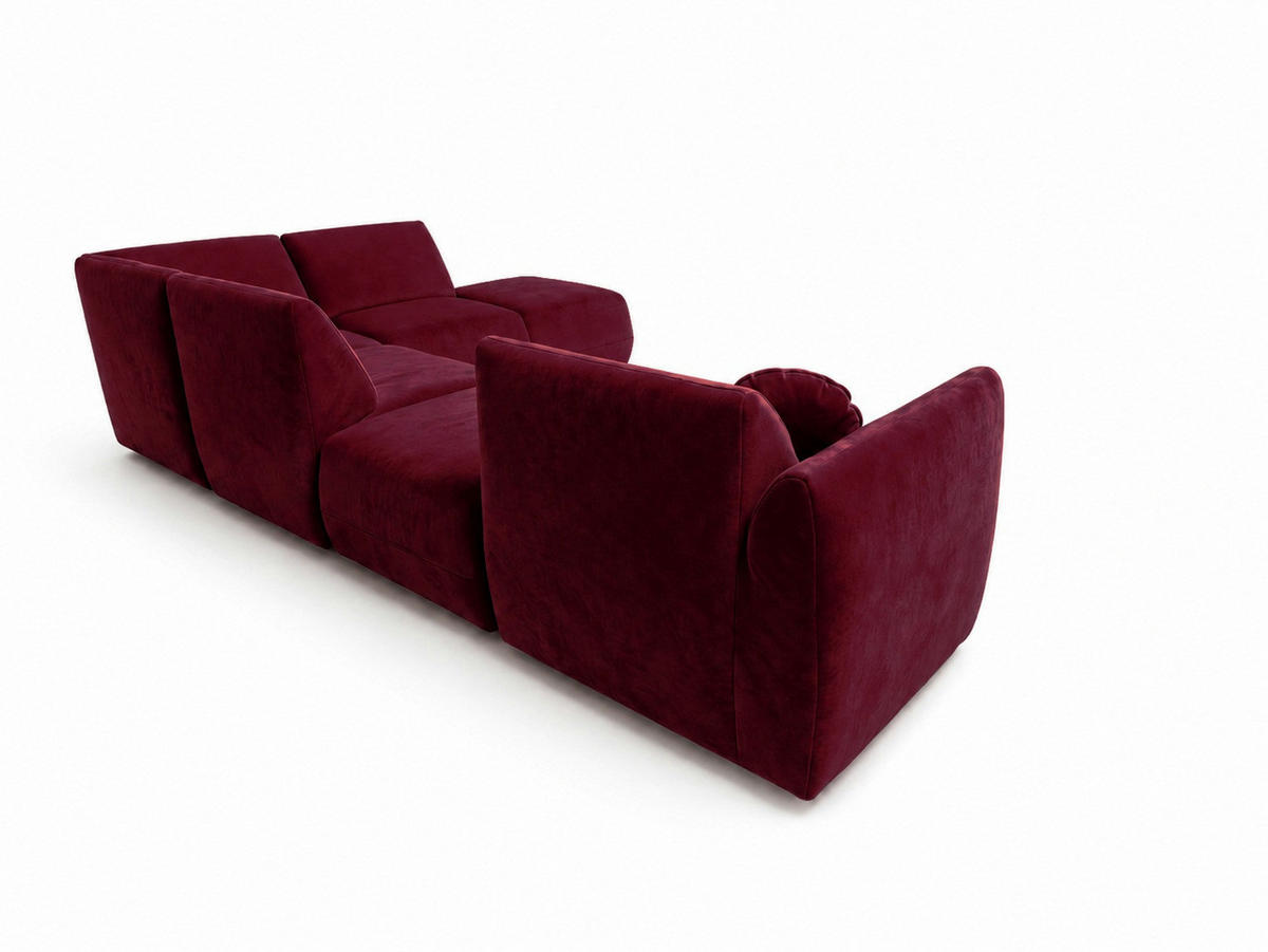 ECKSOFA Cordoba Modulares Links Bordeaux - Bordeaux, Textil (352/244cm) - KS Home Concept