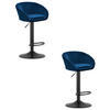 BARHOCKER 2-er Set EAST marineblauer Sitz, schwarze Basis - Schwarz/Dunkelblau, Textil (53/103/46cm) - Valora