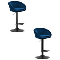 BARHOCKER 2-er Set EAST marineblauer Sitz, schwarze Basis - Schwarz/Dunkelblau, Textil (53/103/46cm) - Valora