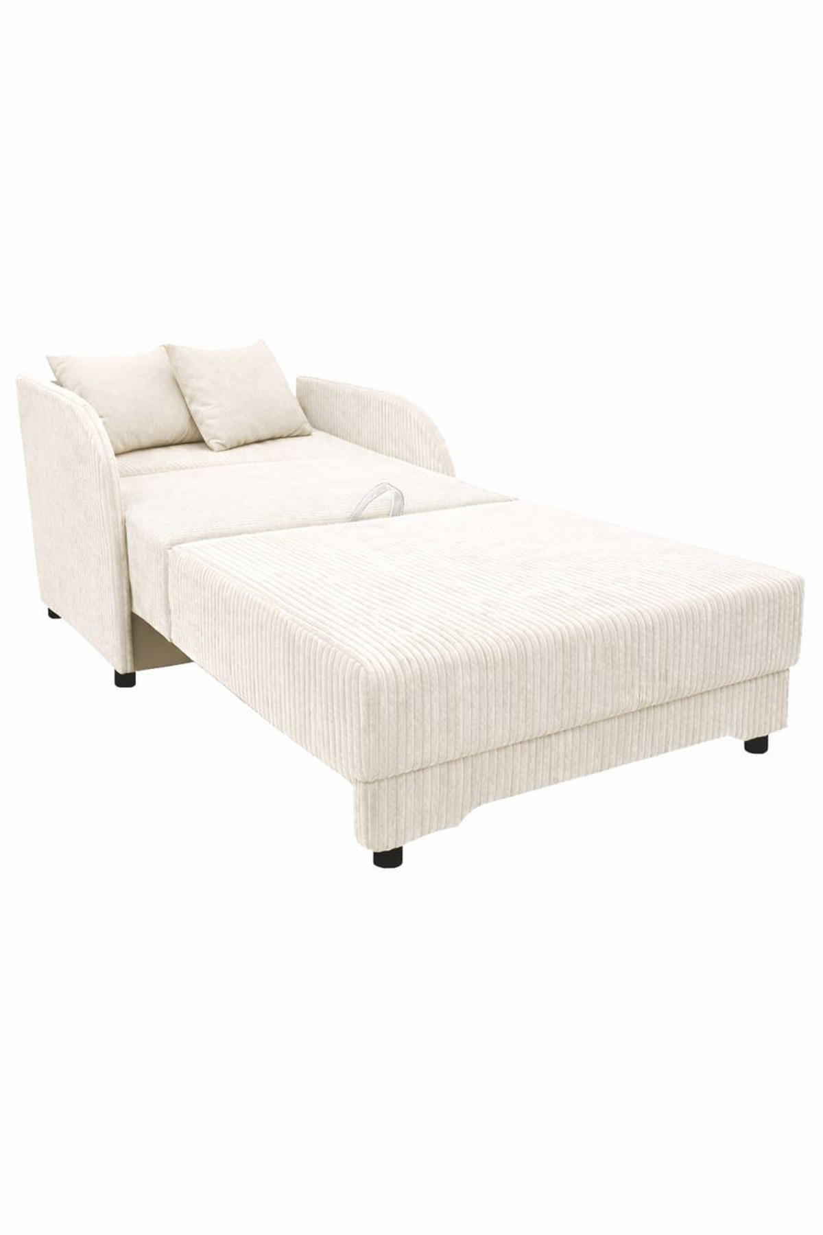 BETTSOFA TIGO Creme Velours-Stoff mit Schlaffunktion - Creme, Textil (105/88/120cm) - MASSENO