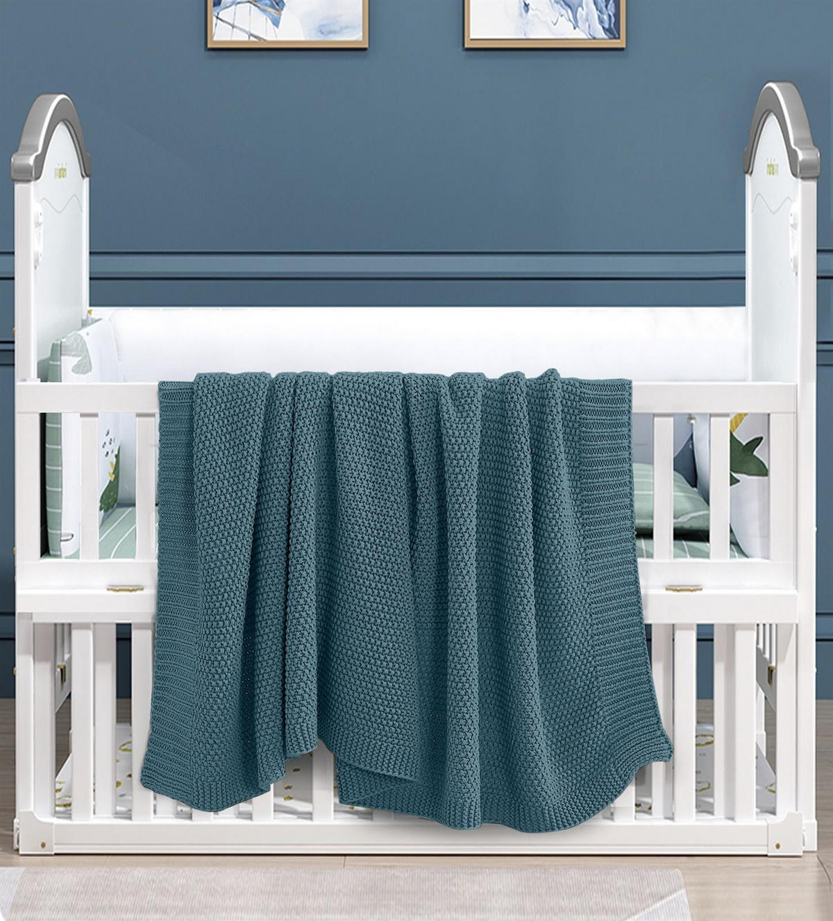 SCHMUSEDECKE 2er Set Strick türkis 70/100 cm - Türkis, Textil (70/100cm) - wometo