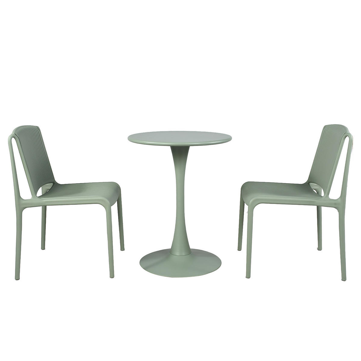 GARTENSITZGRUPPE - 3-teilig - Stahl / Polypropylen - Salbeigrün, Kunststoff/Metall - home24