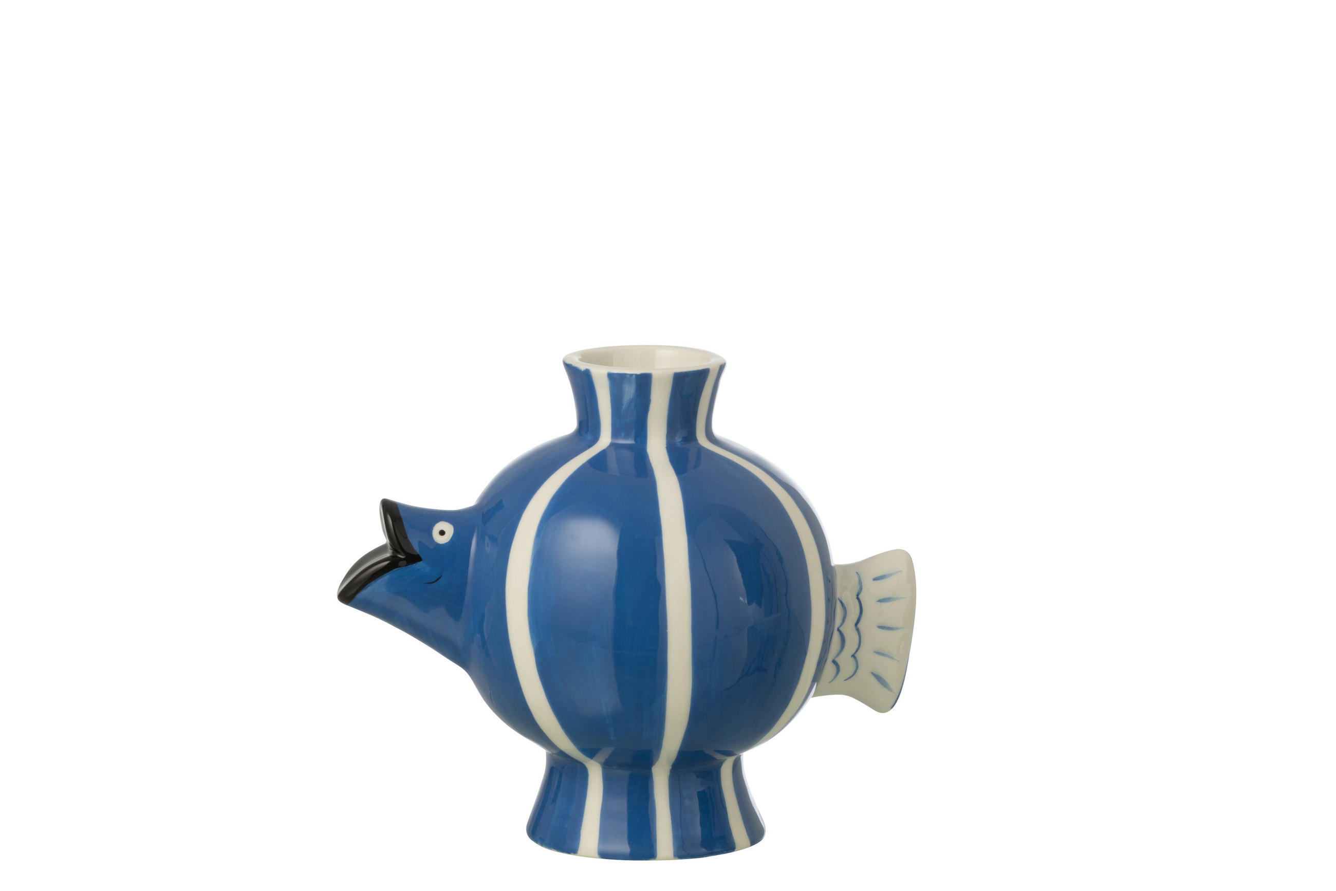 VASE FISCH BALL GESTREIFT DOLOMIT Blau - Blau, Keramik (17cm) - J-Line