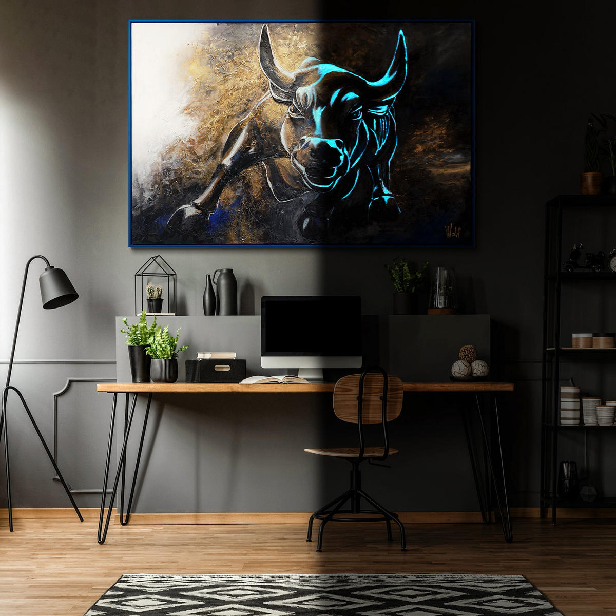 GEMÄLDE Symbol der Furchtlosigkeit Schattenfugenrahmen Gold 120x80 cm - Goldfarben, Holz (120/80cm) - YS-art gallery