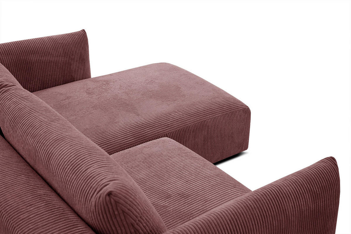 ECKSOFA TAUER 3-Sitzer, altrosa - Schwarz/Altrosa, Holzwerkstoff/Kunststoff (206/173cm) - Courtois Laville