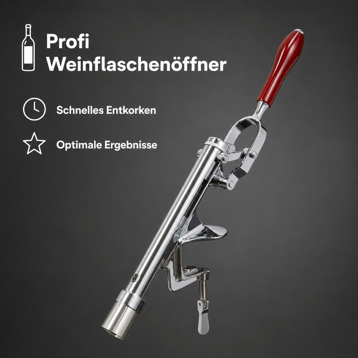 PROFI Weinflaschenöffner - Edelstahlfarben, Metall (10cm) - ich-zapfe