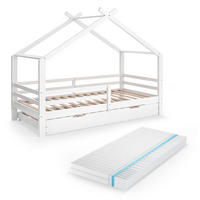 HAUSBETT Luni Weiß 200 x 90 cm mit Gästebett und Matratze - Weiß, Holz - VitaliSpa