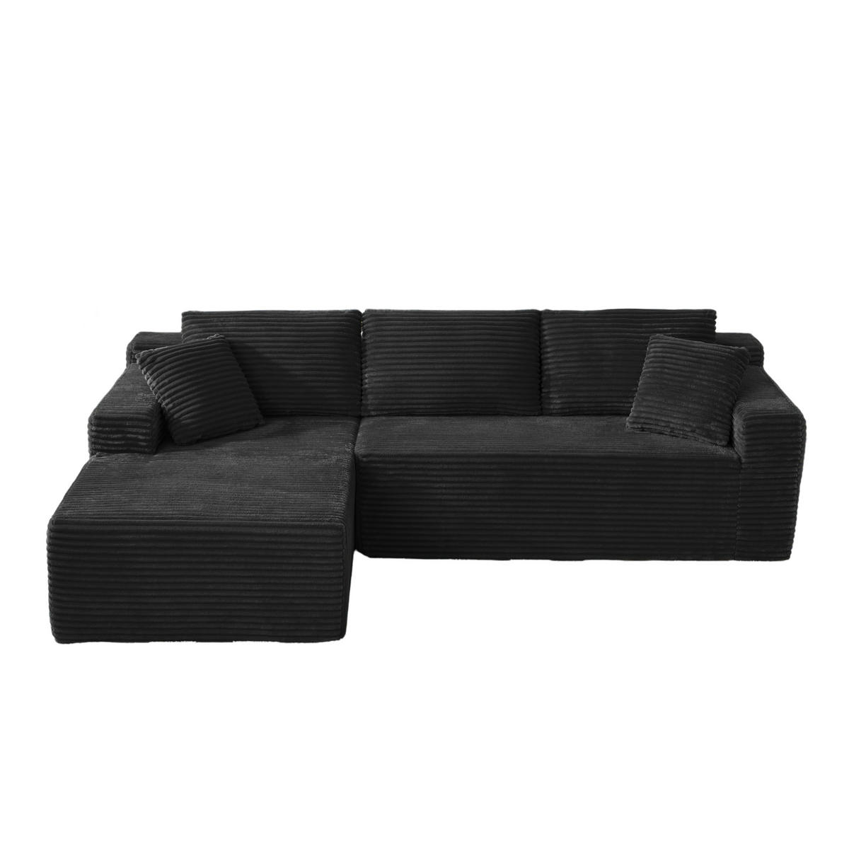 ECKSOFA DE-34926 L-Form mit Chaise links Schwarz - Schwarz, Textil (163/252.5cm) - ComfortXL