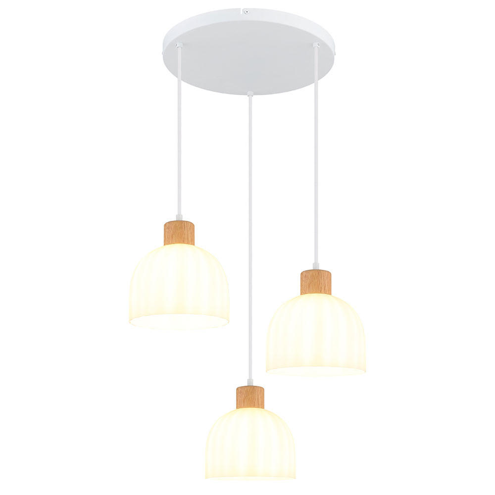 LED PENDELLEUCHTE Metall, Weiß matt, Glas opal, kürzbar - Multicolor, Holz (51/51/130cm) - Globo Lighting
