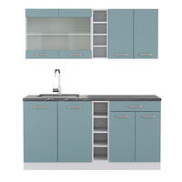 SINGLEKÜCHE R-Line Blau-Grau/Weiß 160 cm, AP Anthrazit - Blaugrau/Weiß, Holzwerkstoff (160/81.6/60cm) - Vicco