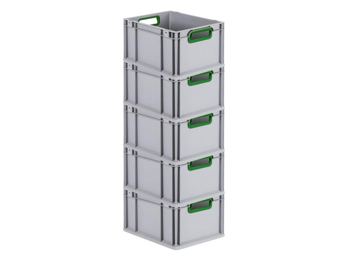 EUROBOX 5x Nextgen Color 22x30x40cm 20 Liter Griffe Grün Offen - Grün, Kunststoff (30/22/40cm) - PROREGAL