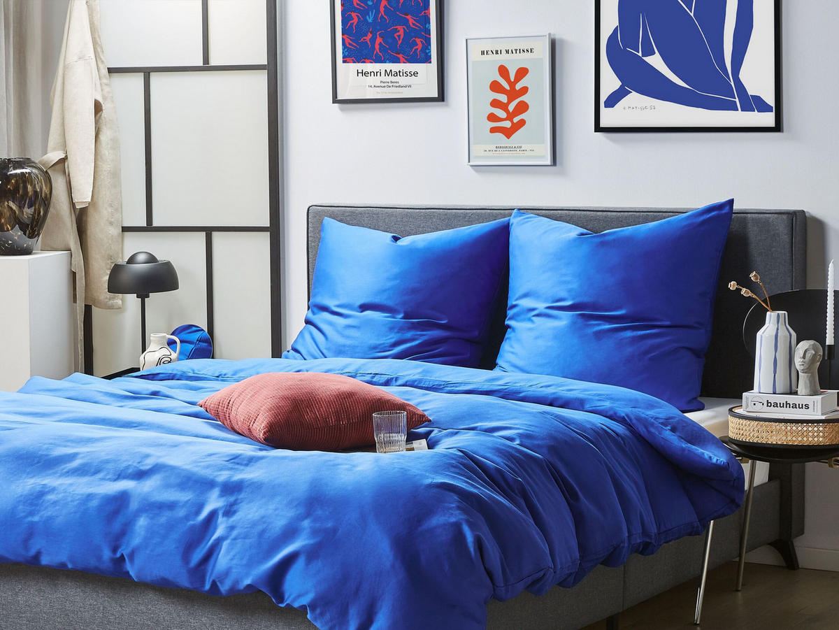 BETTWÄSCHE SET Harmonridge 155x220 cm - Blau, Textil (155/220cm) - Beliani
