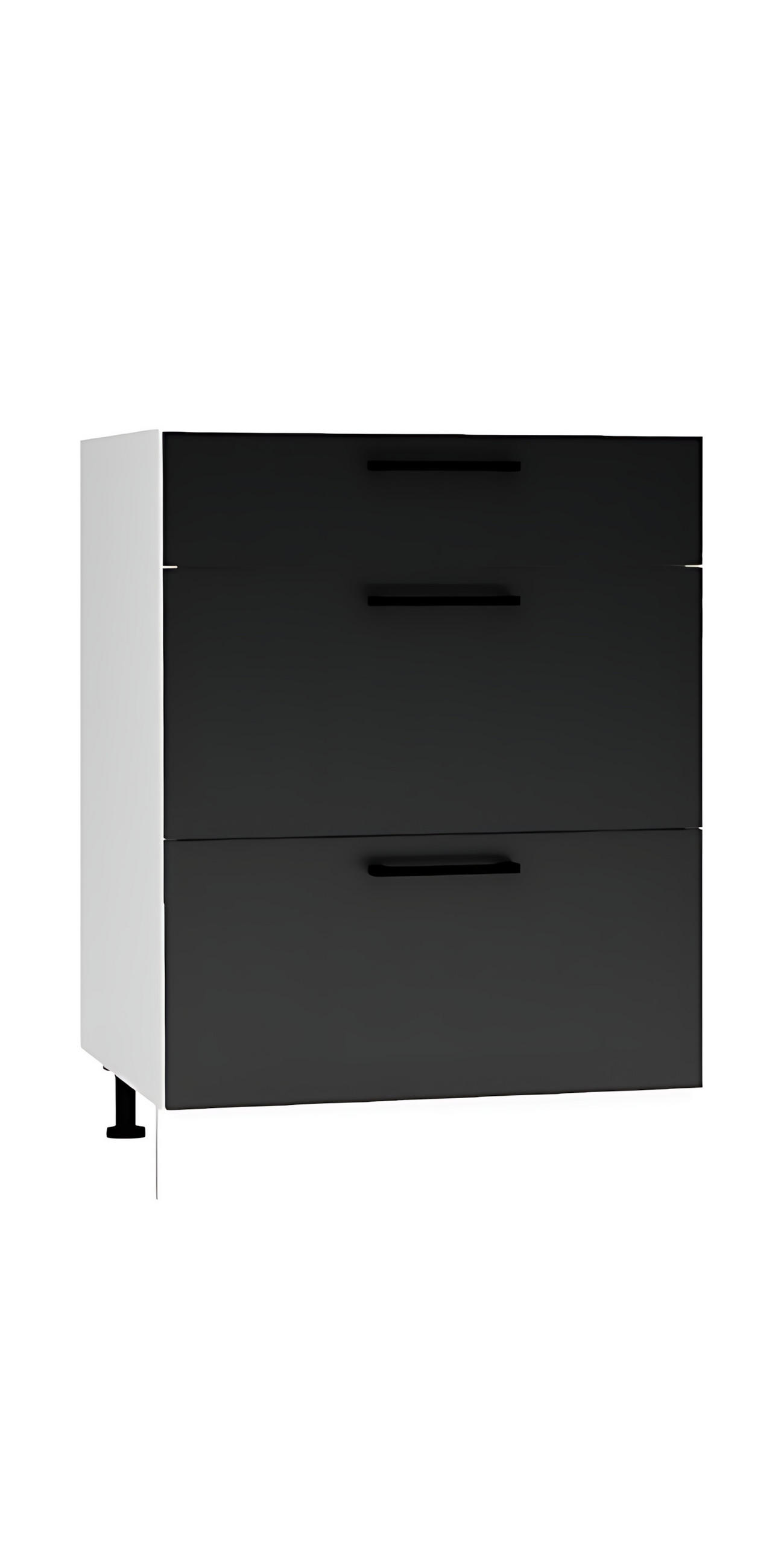 UNTERSCHRANK D60S3 - Dnoria - 3 Schubladen für effiziente Organisation - Schwarz, Holz/Metall (60/82/52.4cm) - ROYAL24_MARKT