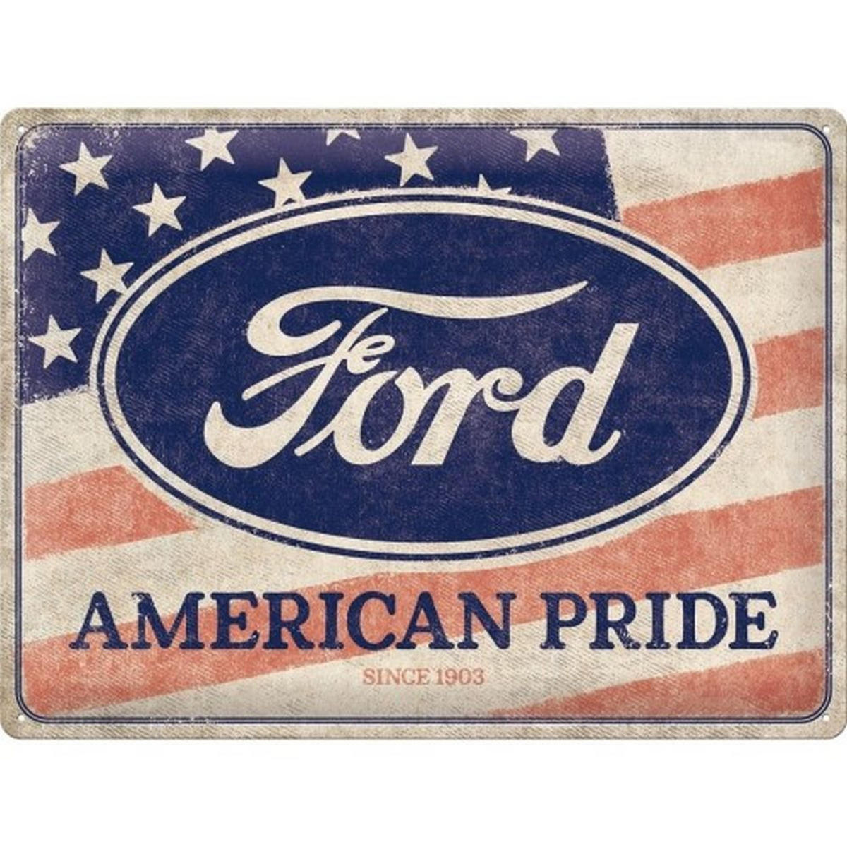 BLECHSCHILD 30/40 cm Ford American Pride US Flag - Multicolor, Metall (30/1/0.1cm) - Nostalgic-Art