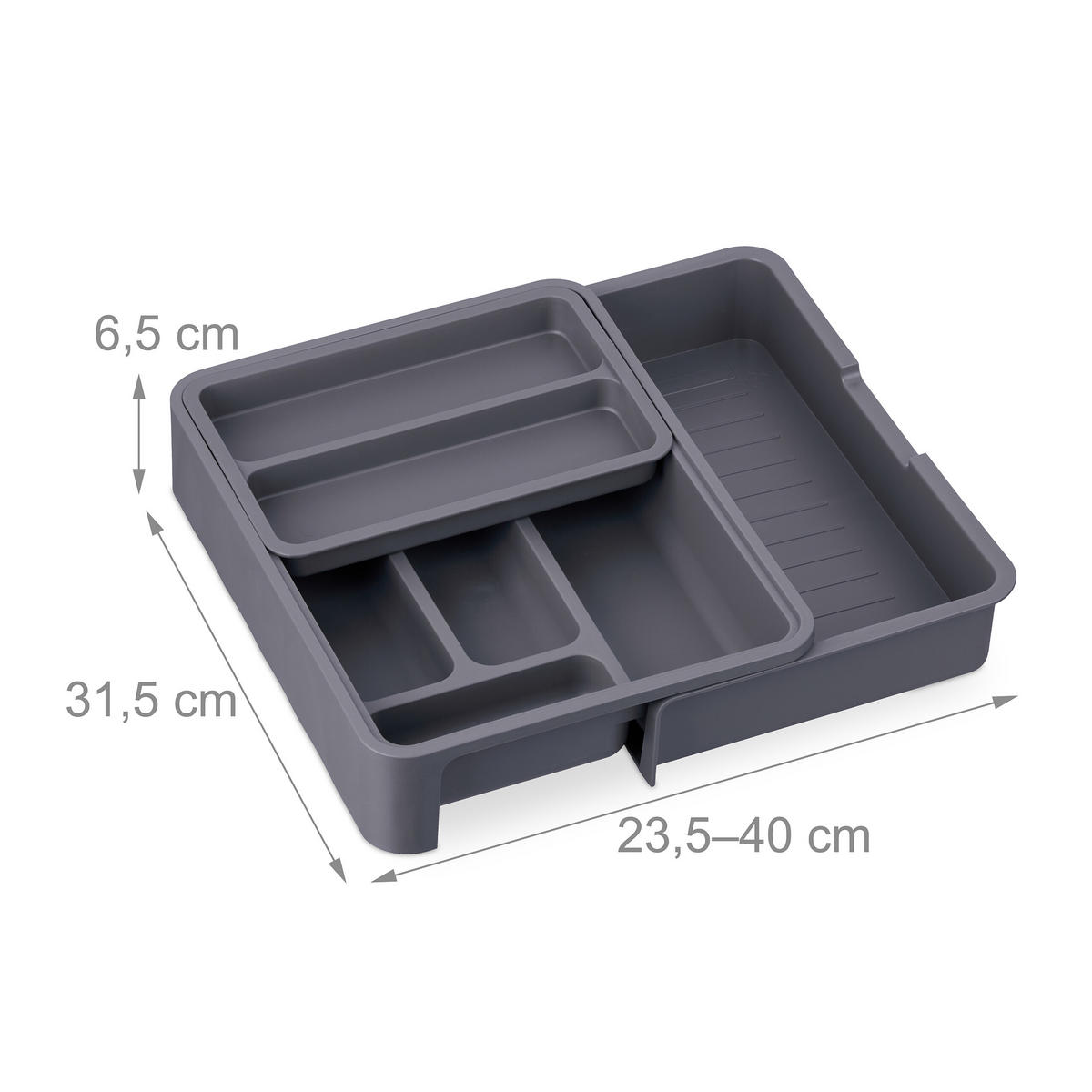 BESTECKKASTEN - Grau, Kunststoff (23.5/6.5/31.5cm) - Relaxdays