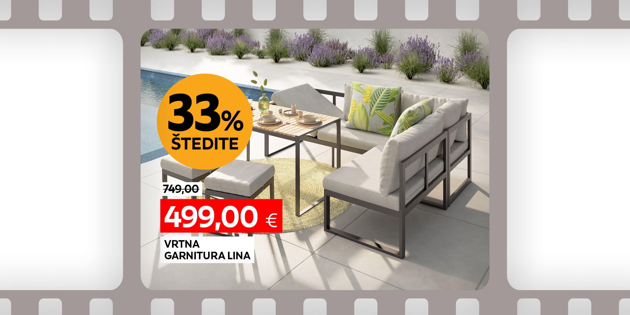 vrtna garnitura Lina umjesto 749,00 € nova cijena 499,00 € Štedite 33%