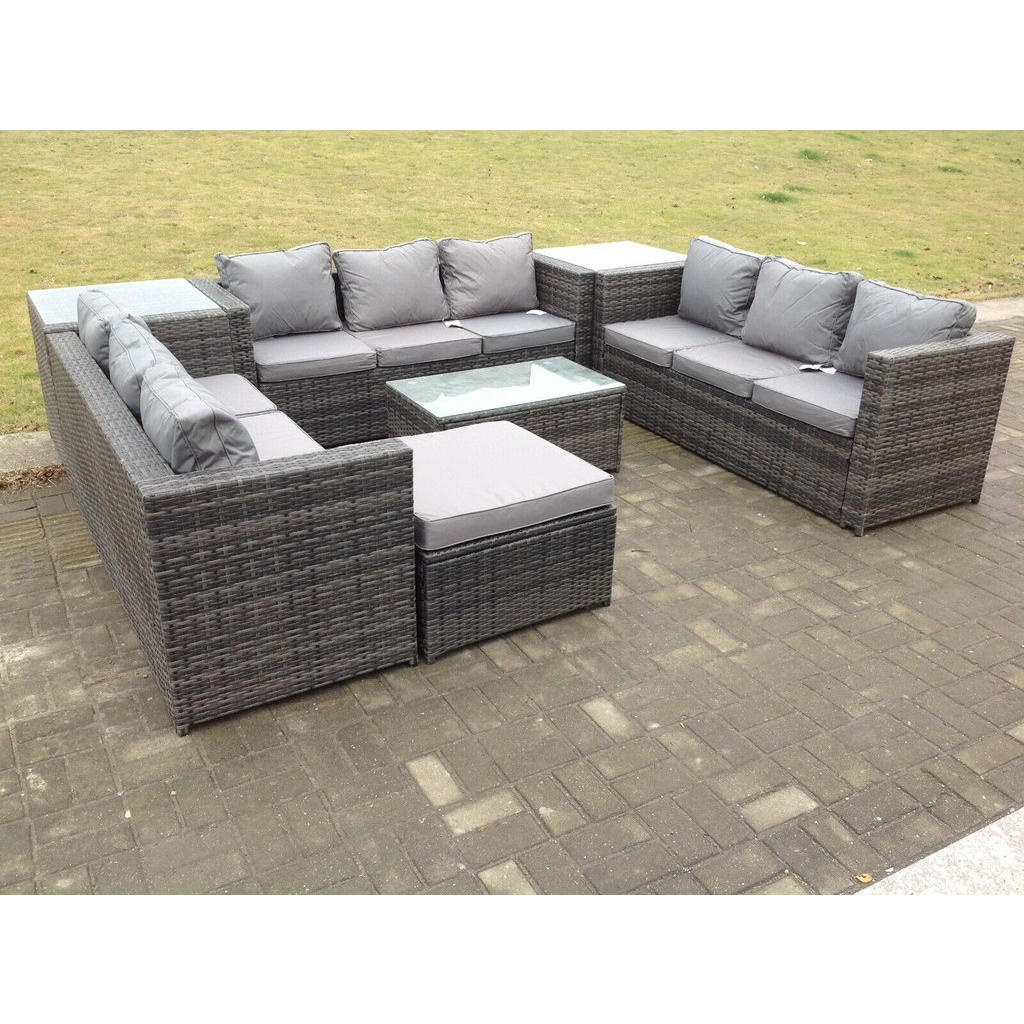 Thumbnail - Fimous Sitzgruppe, Dunkelgrau, Metall, Kunststoff, Glas, Füllung: Schaumstoff, rechteckig, Loungemöbel, Loungemöbel-Sets