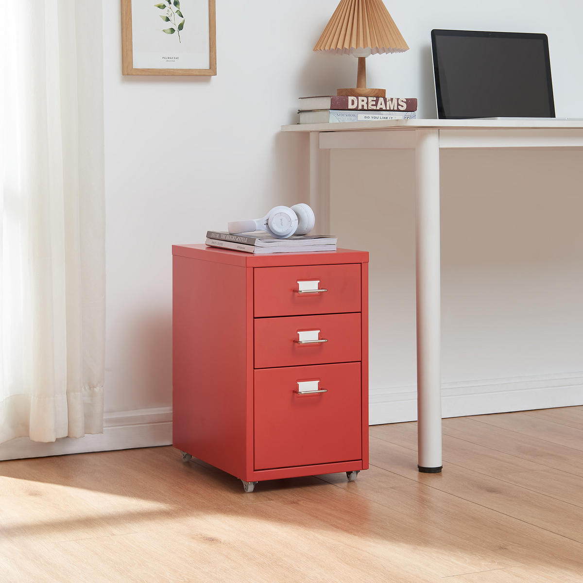 ROLLCONTAINER Kökar - Rot, Metall (28/48/41cm) - [en.casa]