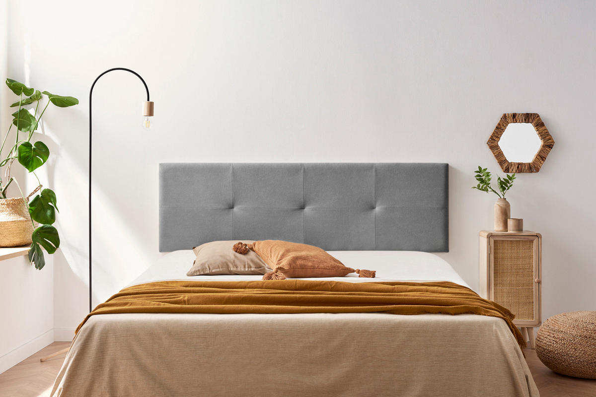 KOPFTEIL gepolstert ALTEA Aqualine 170x50x5 cm - Hellgrau - Moonia - Hellgrau, Holz (170/50/5cm)