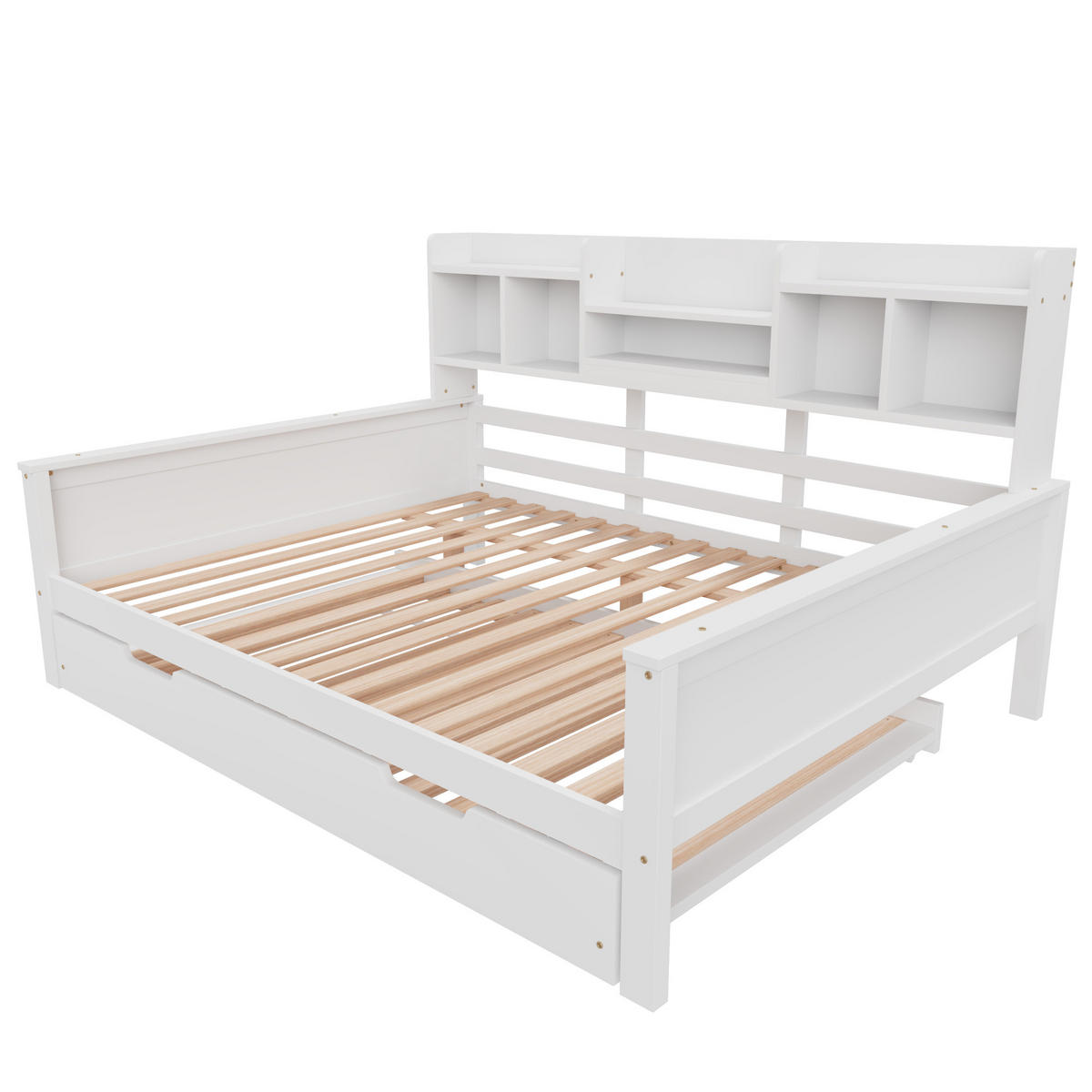 AUSZIEHBETT 140/200 cm DE-01373, in Weiß, mit Staufach - Weiß, Holz (140/200cm) - ComfortXL