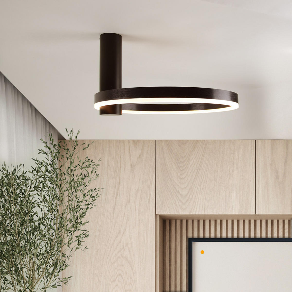LED-WAND-/DECKENLAMPE Ring Air Schwarz/Aluminium - Schwarz, Metall (40/40/22cm) - s.luce
