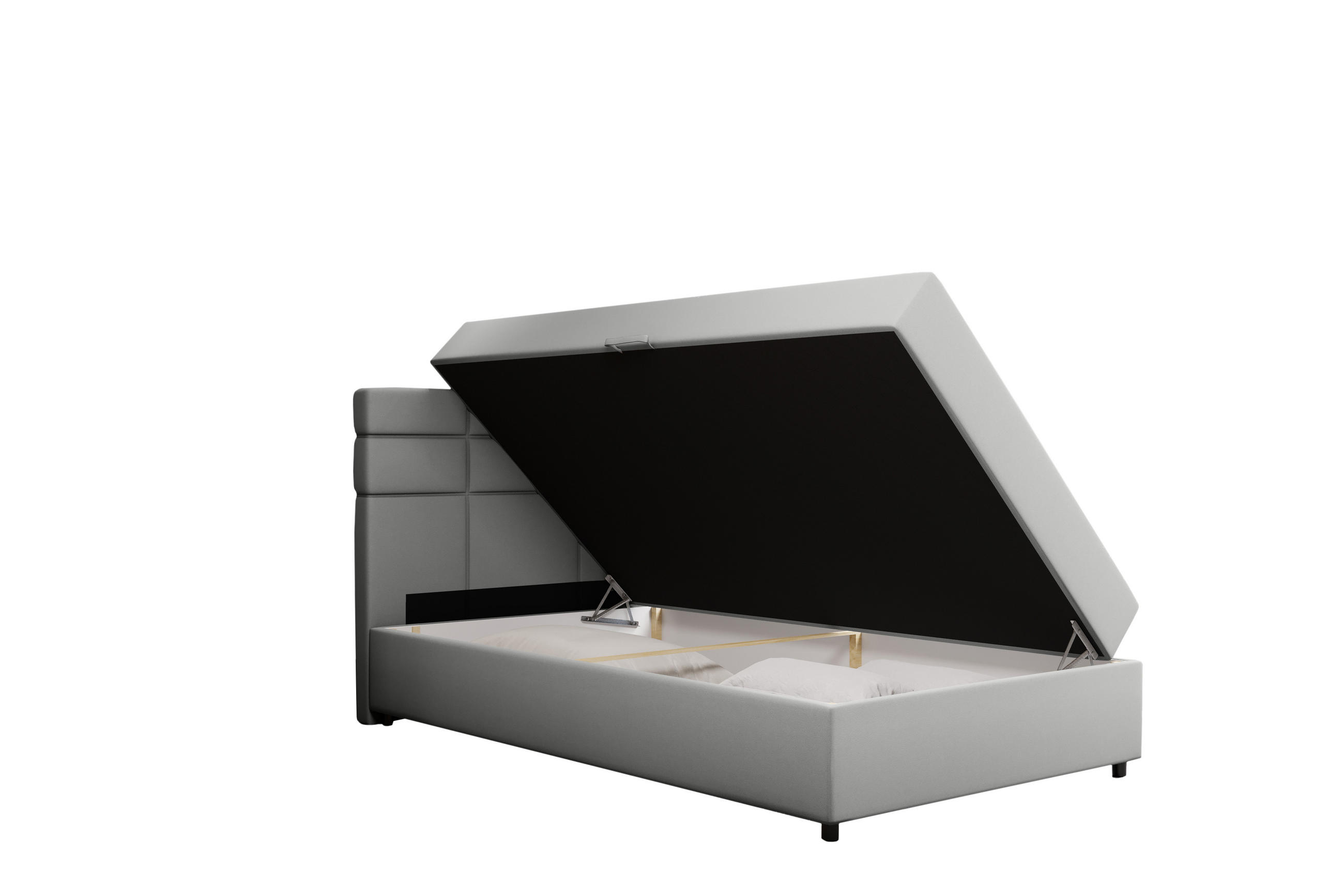 BOXBETT Reve 120 x 200 cm mit Bettkasten und Lattenrost ohne matratze - hellgrau - Hellgrau, Holz (120/200cm) - Panda Möbel