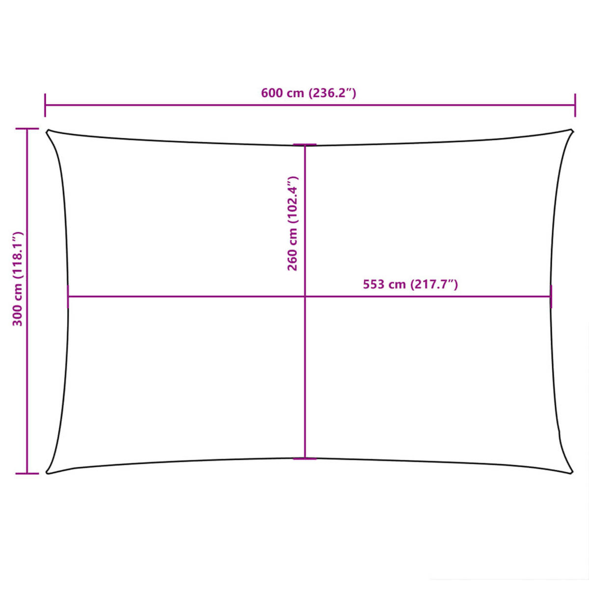 SONNENSEGEL Oxford-Gewebe Rechteckig 3/6 M Weiss - Weiß, Textil (300/600cm) - vidaXL