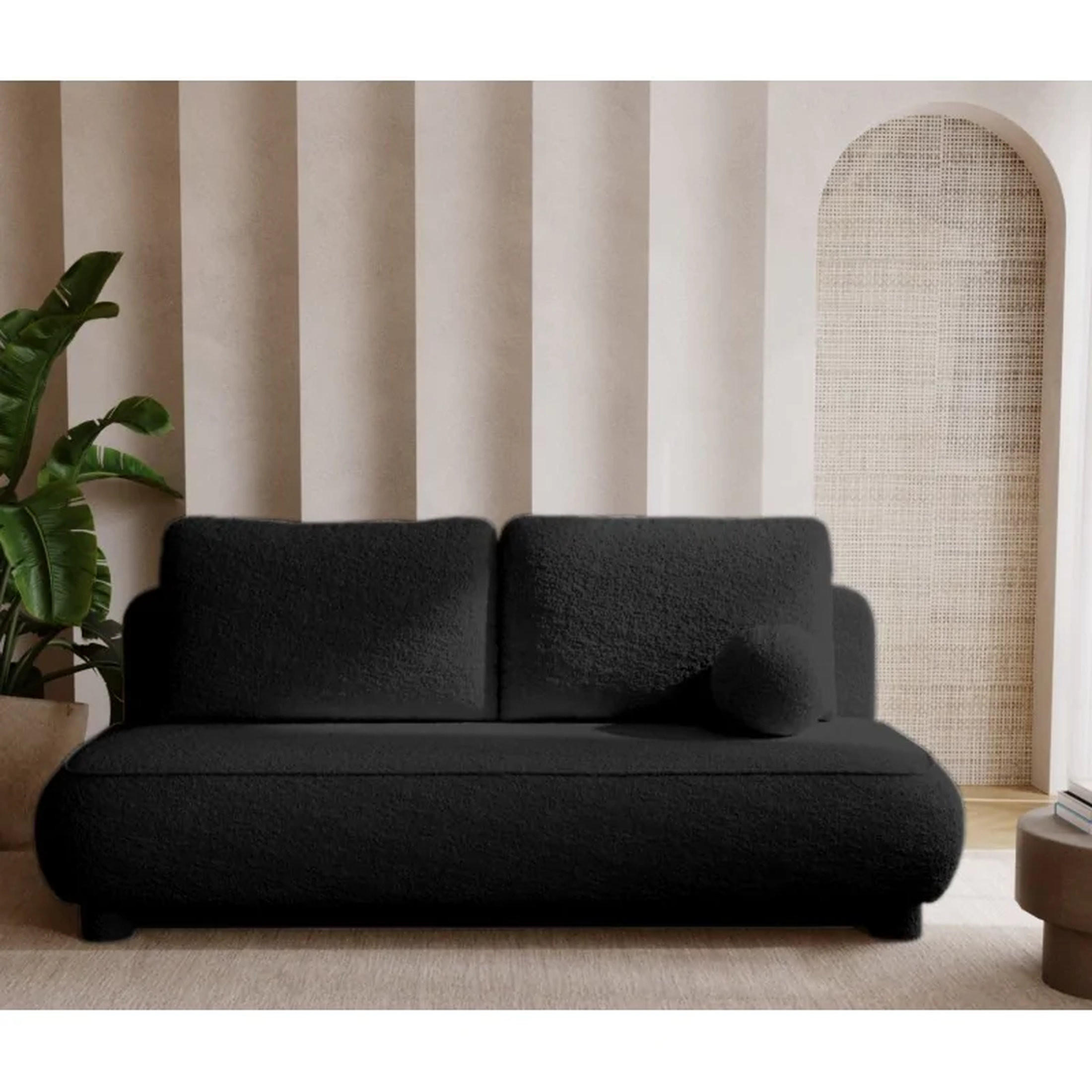 SCHLAFSOFA MAJA, Sofa mit Schlaffunktion und Bettkasten, Farbe: Schwarz, Bouclé-Stoff - Schwarz, Textil (209/96/96cm) - Sepro Meble