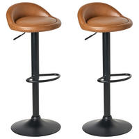 BARHOCKER 2er-Set Kunstleder drehbar Braun Meeder - Goldfarben, Kunststoff (38/69/40cm) - Beliani