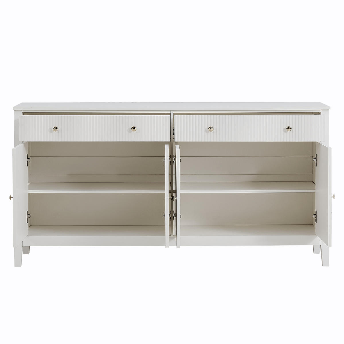 SIDEBOARD aus mattweißem MDF, mit 4 Türen und 2 Schubladen - Weiß, Holzwerkstoff (160/82/40cm) - Urban Meuble