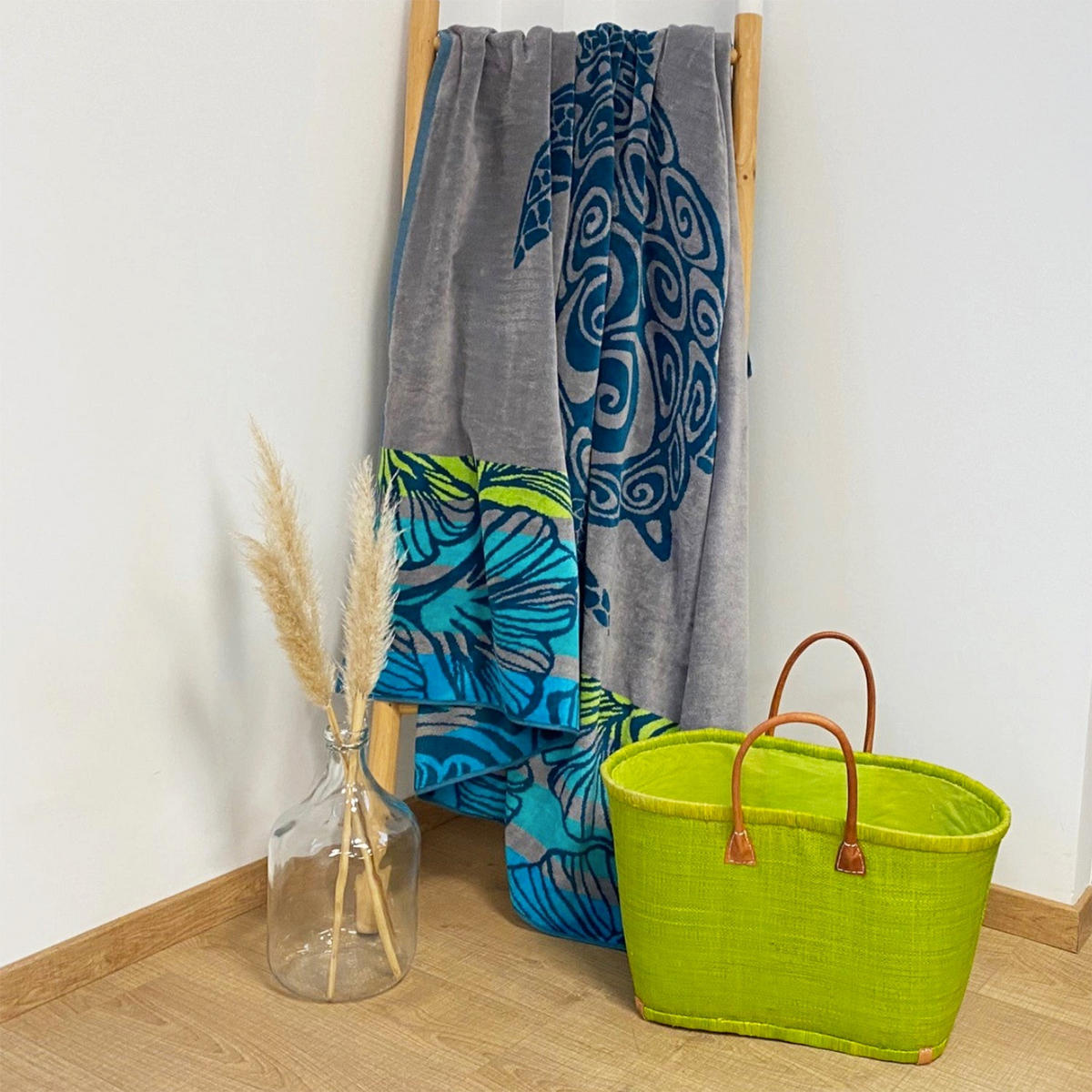 STRANDTUCH Frottee Velours Jacquard Camada 140x180 400g/m² - Grau, Textil (140/180cm) - LE COMPTOIR DE LA PLAGE