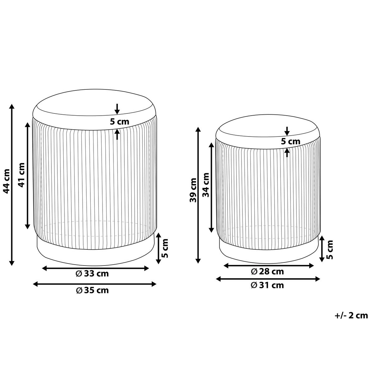 POUF 2er-Set-Orange Miramar - Goldfarben/Orange, Textil (31/44/31cm) - Beliani