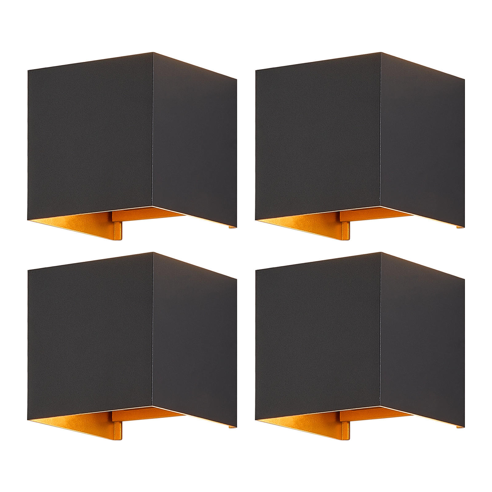 LED WANDLEUCHTE Inspiration 4er-Set - Schwarz, Metall (10/10/10cm) - Nettlife