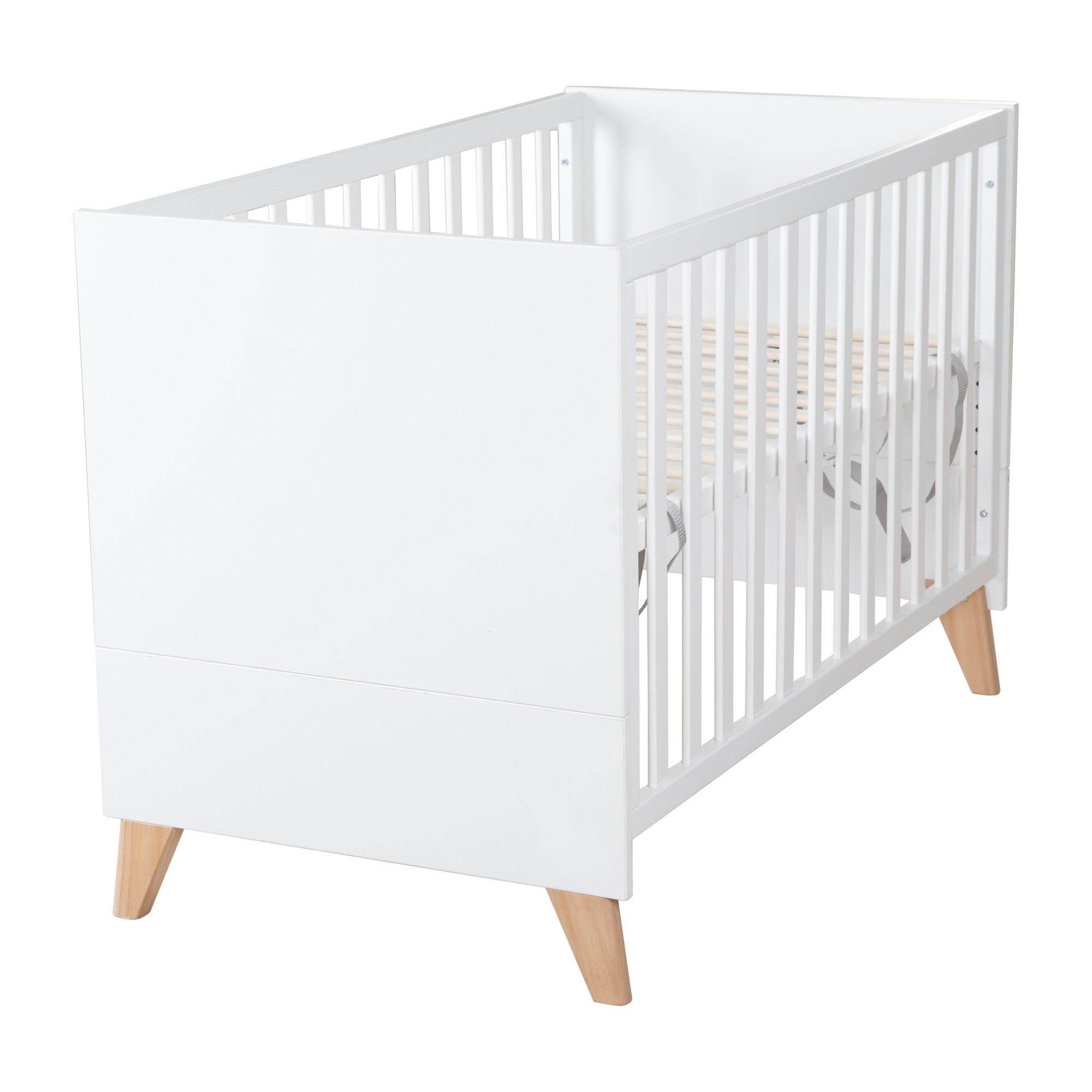 2-IN-1 BABY- & BEISTELLBETT Leon 60 x 120 - Honigeiche/Weiß, Holz (60/120cm) - Roba