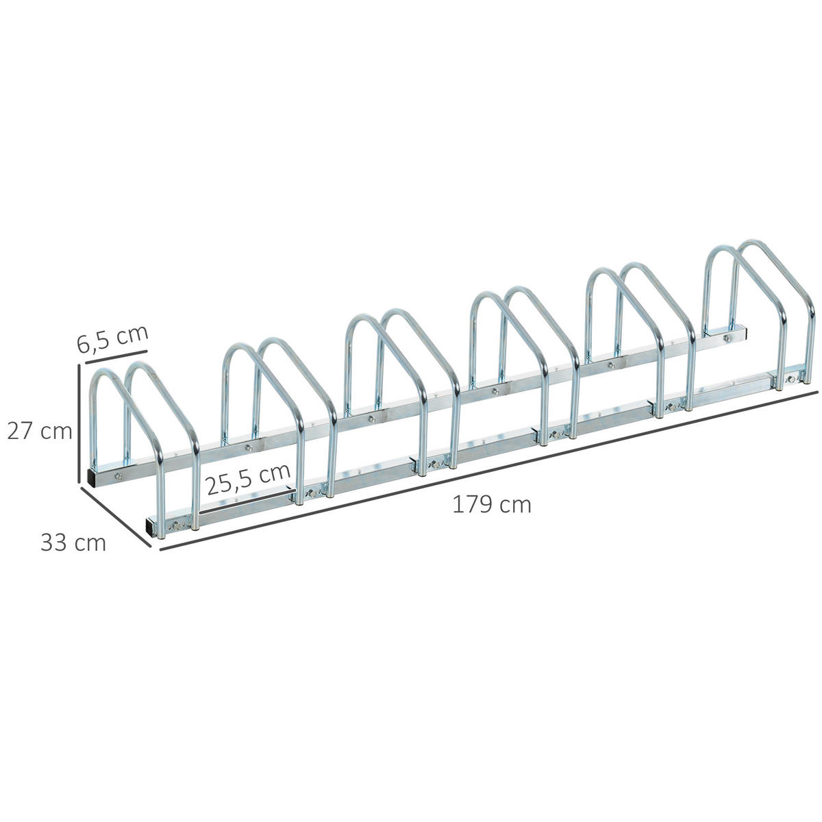 FAHRRADSTÄNDER, Stahl, Silber, 179L x 33B x 27H cm - Silberfarben, Metall (33/27/179cm) - HOMCOM