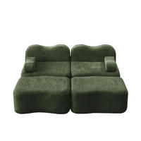 SOFA 192×167×70 cm Velvet rahmenlos modular 2-Sitzer mit 2 Ottomans, grün - Grün, Textil (167/70/192cm) - Luhomfu