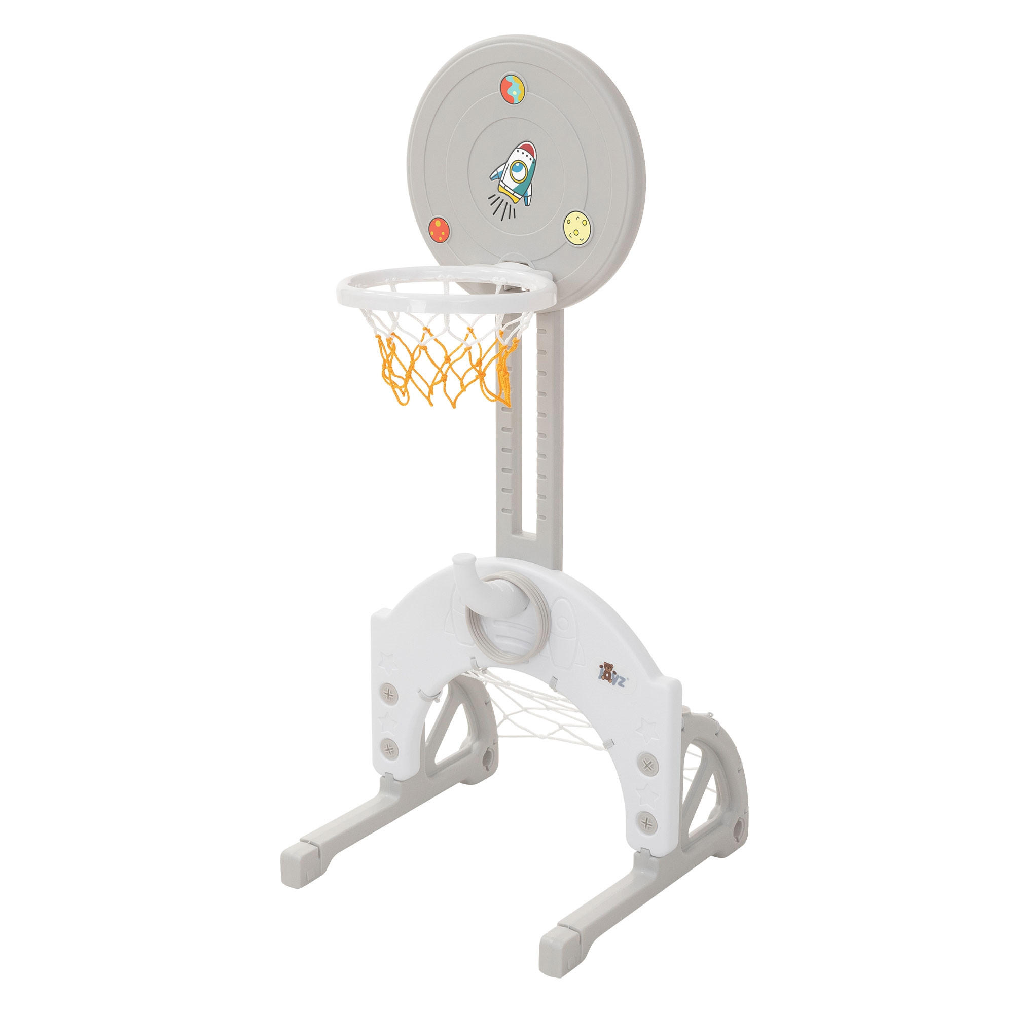 KINDER BASKETBALLKORB SET 50x89–115x50 cm aus Kunststoff Grau-Weiß - Grau, Kunststoff (50/50cm) - Joyz