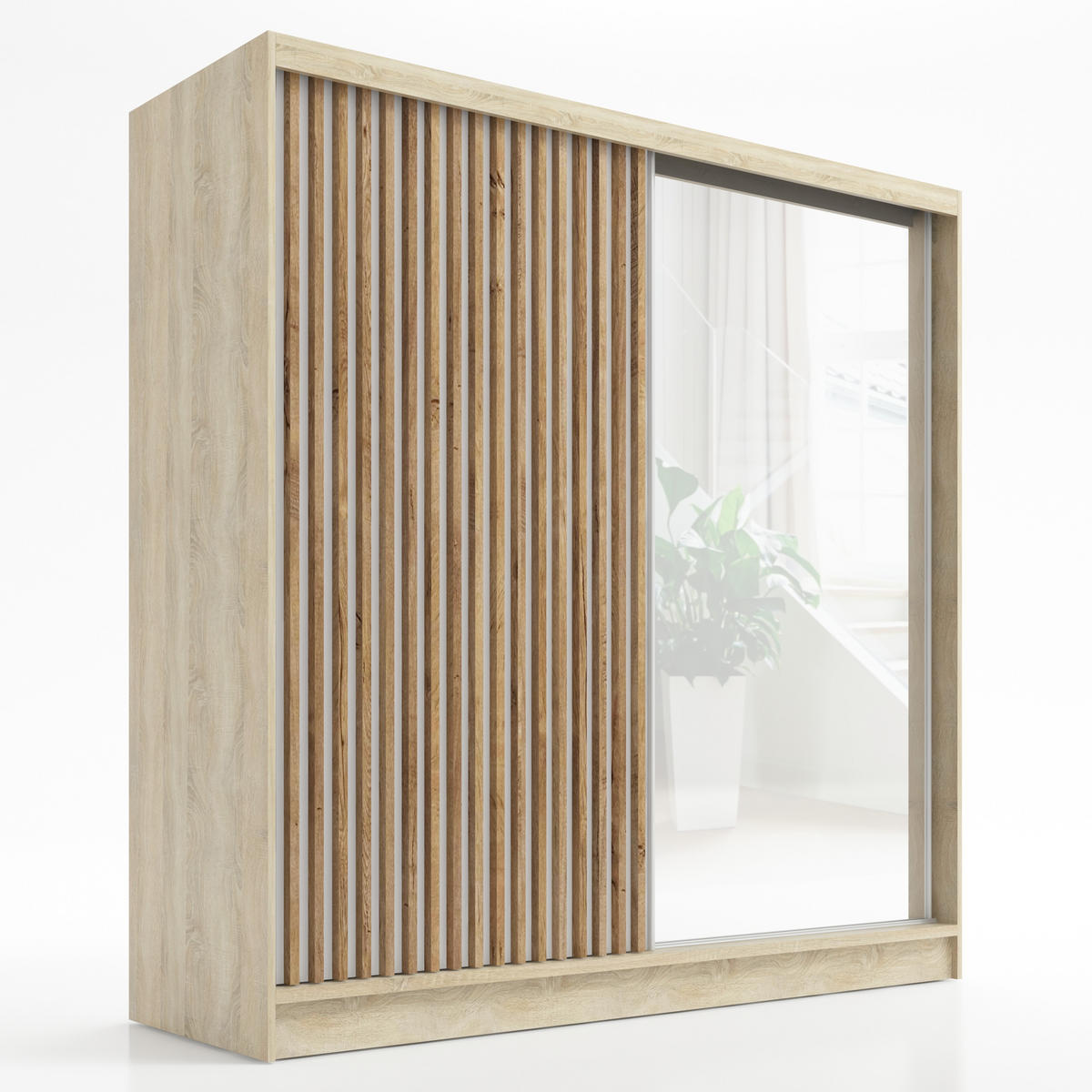 SCHWEBETÜRENSCHRANK 200 CM LINA Farbe: Braun - Braun, Holzwerkstoff (200/215/60cm) - A&J MöbelLand