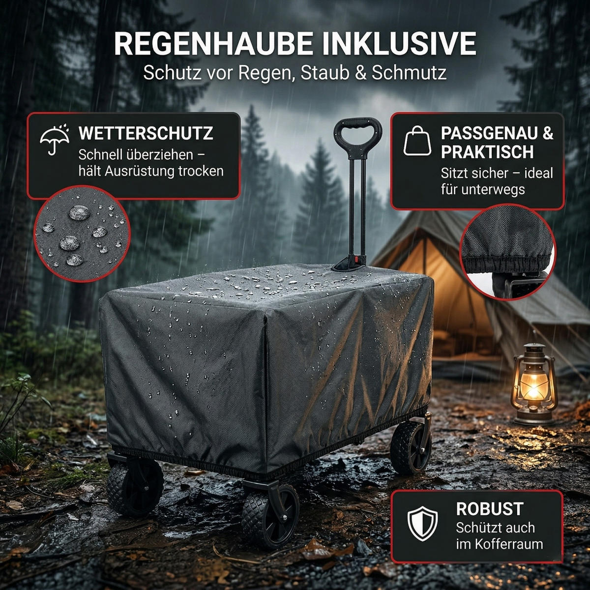 BOLLERWAGEN faltbar 120L - Schwarz, Kunststoff (47/94/86cm) - Albatros