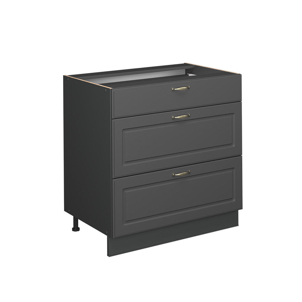 K&Ouml;KSUNDERSK&Aring;P Fame-Line Herrg&aring;rd i antracitguld 80 cm med 3 l&aring;dor, AP marmor Antracit, Antracit 82/80/60 cm