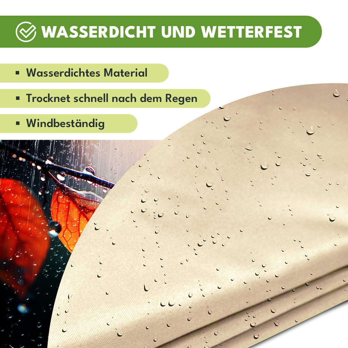 SONNENSEGEL Wasserdicht Rechteckig Beige 4x3m - Beige, Textil (400/300cm) - KRUMAD