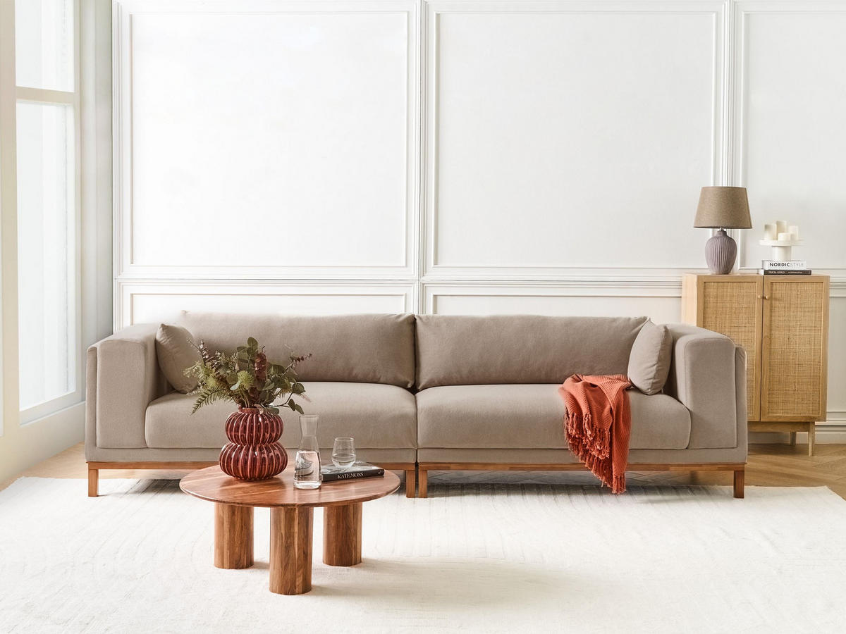4-SITZER-SOFA Stoff Taupe Veng - Taupe/Beige, Textil (308/79/90cm) - Beliani
