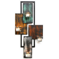 DANDIBO Wandteelichthalter Abstrakt Metall Wand Schwarz 61 cm Teelichthalter Kerzenhalter Wandkerzenhalter Wandleuchter - Schwarz, Metall (61cm) - DanDiBo