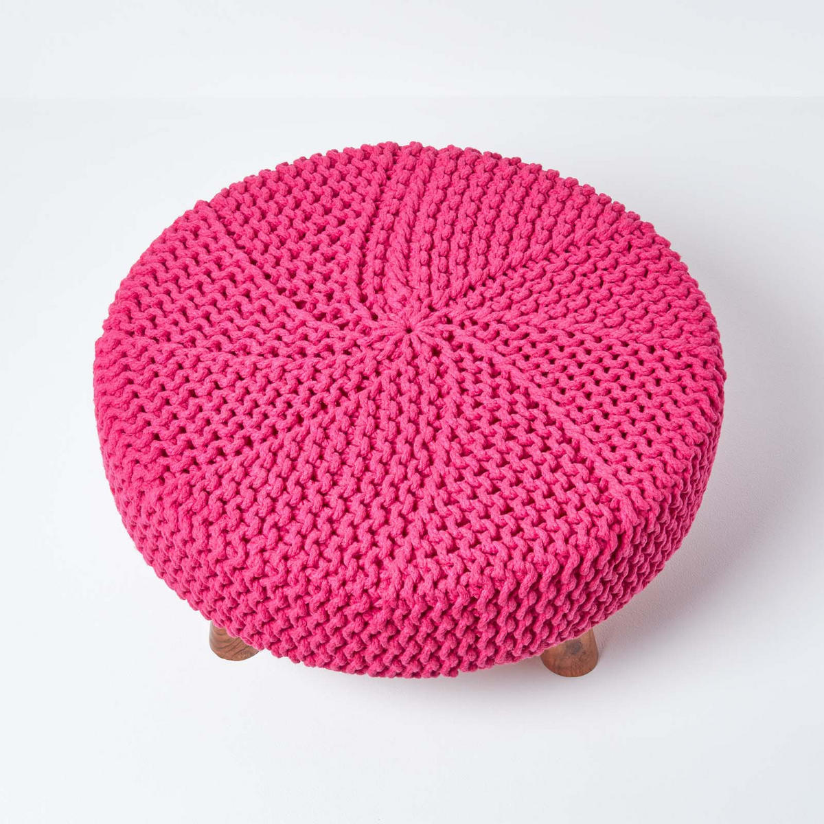 STRICK-HOCKER pink, rund 62/62/30 cm - Pink, Textil (62/30/62cm) - Homescapes