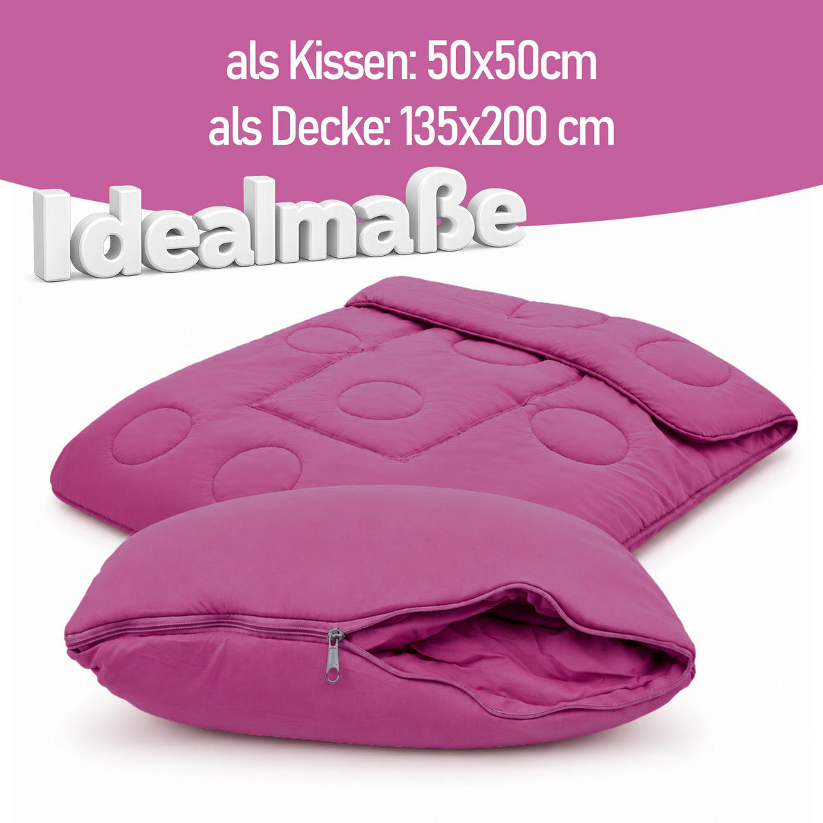 VERWANDLUNGSDECKE 2in1 Fuchsia - Beere, Textil (135/200cm) - Bestlivings