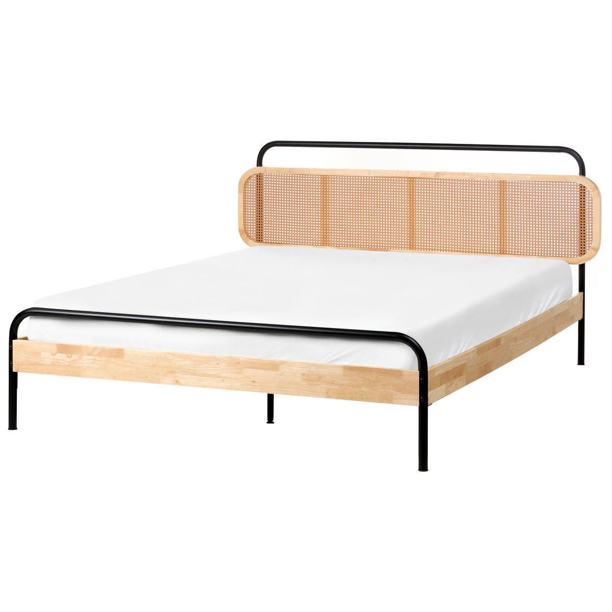 BETT mit Lattenrost 160/200 cm Hellbraun Boussicourt - Hellbraun/Schwarz, Holz (160/200cm) - Beliani