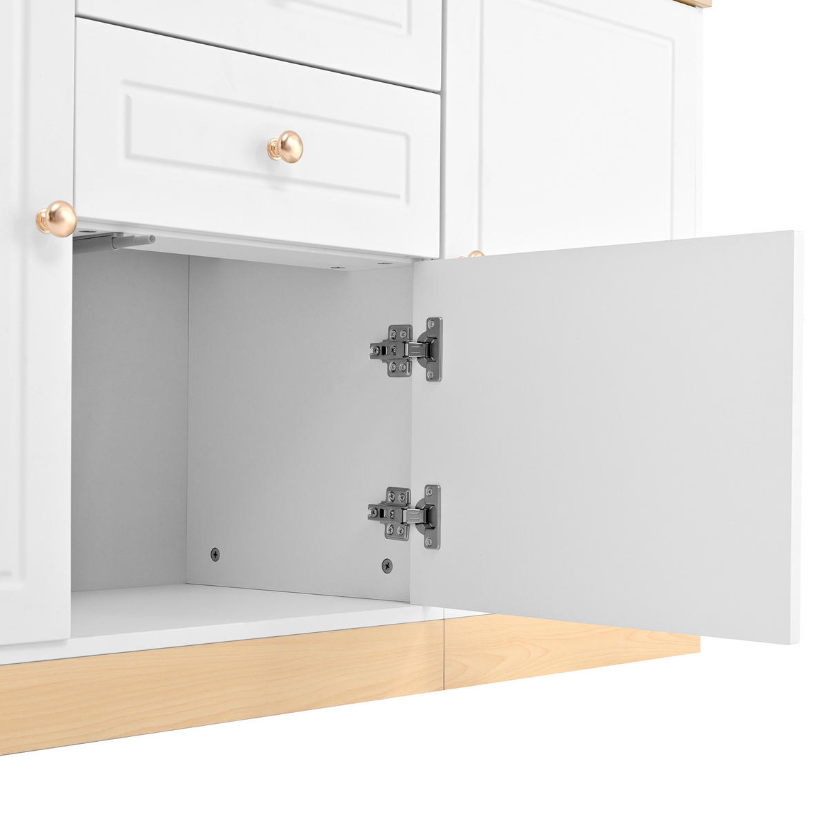 KOMMODE aus Spanplatte 135,5x39x76cm in Weiß mit Schubladen und Doppeltüren - Weiß, Holzwerkstoff (135.5/76/39cm) - Modfu